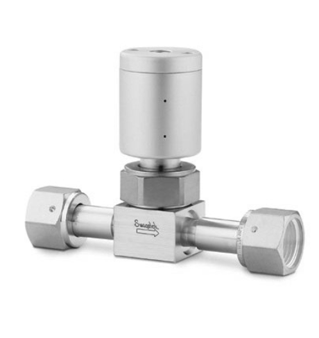 316L VAR UHP High-Flow Diaphragm-Sealed Valve, 1/2 in. Female Swagelok VCR Fitting, NO Act