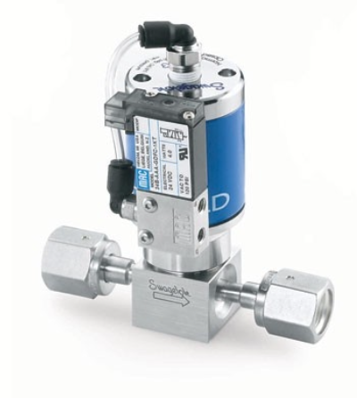 316L VIM-VAR ALD Valve, 1/4 in. Female VCR, SC-01, NC Thermal Actuator, Solenoid Pilot