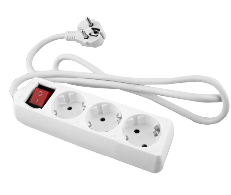 Bloco tomada tripla schuko c/ garra e 3mt cabo 230V 16A