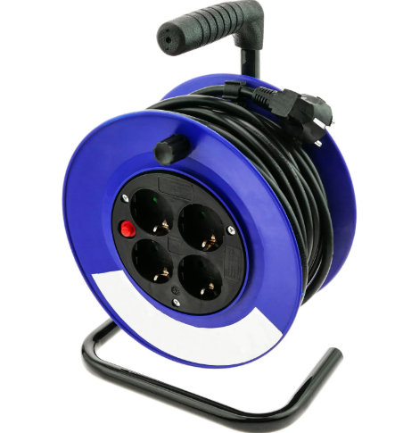 Carretel de extensão de 15 m de 3 vias com proteção contra sobretensão média