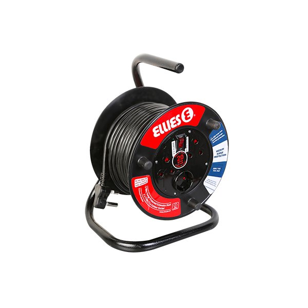 Carretel de extensão de 20 m de 3 vias com proteção contra sobretensão média