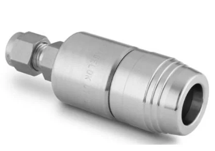 Haste de conexão rápida com vedação de PTFE em liga 400 com válvula, 0,2 Cv, NPT macho de 