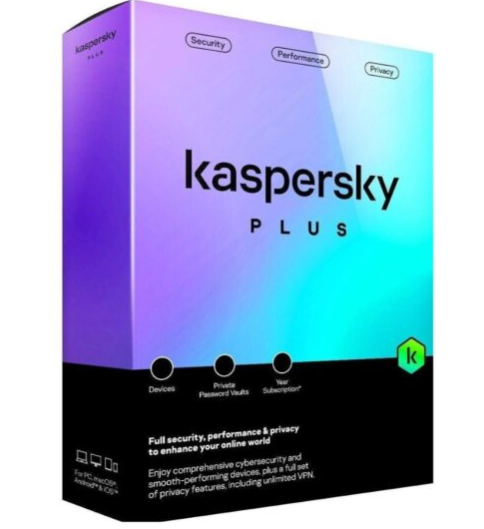 Kaspersky Plus ? 12 meses para 5 usuários (cópia física)
