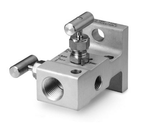 Manifold de 2 Válvulas para Instrumentação em Aço Inoxidável, Haste com Ponta Esférica, Ex