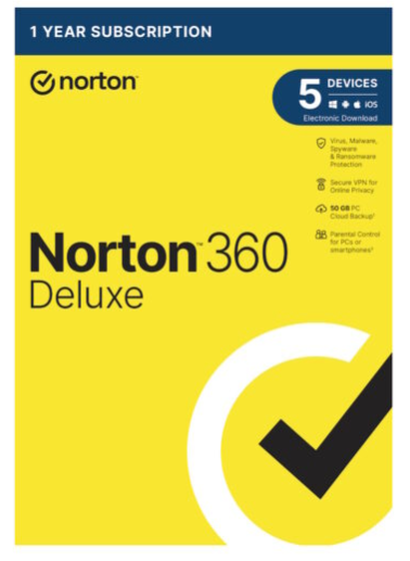 Norton 360 Deluxe ? 12 meses para 5 usuários (download)