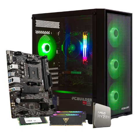 PCBuilder Ryzen 5 5500 SCOUT PC para jogos com Windows 11