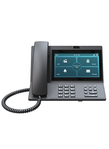 R49G Um telefone comercial e também uma unidade de guarda de intercomunicação