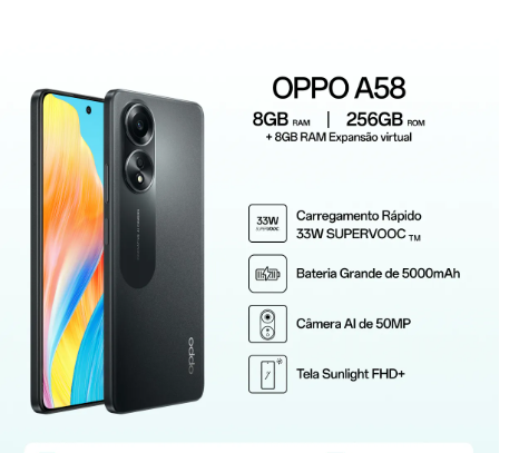 Smartphone Oppo A58 256gb 8gb Ram Preto