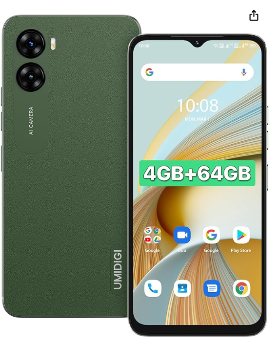 UMIDIGI Celulares desbloqueados G3 Canadá Dual Sim 4G LTE, 4 GB + 64 GB expansível 1 TB