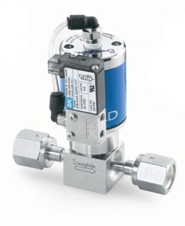 Válvula ALD VIM-VAR 316L, VCR fêmea de 1/4 pol., SC-01, atuador térmico NC, piloto solenoi