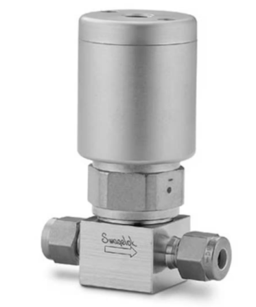 Válvula de diafragma de alta pressão 316L VIM-VAR UHP, conexão de tubo Swagelok de 1/4 pol