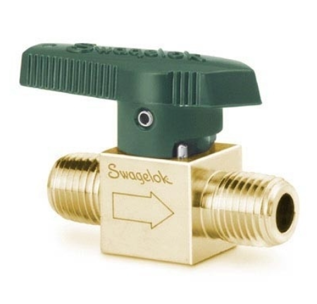 Válvula macho de instrumento de latão com um quarto de volta, 1/2 pol. MNPT, 2,4 Cv