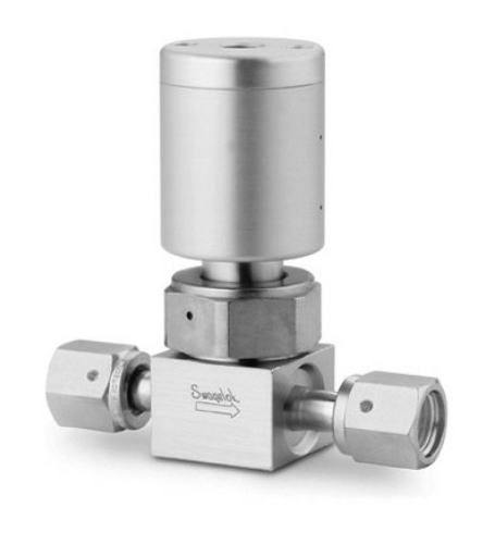 Válvula selada por diafragma de alto fluxo 316L VAR UHP, conexão fêmea Swagelok HVCR de 1/