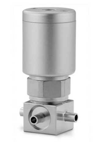 Válvula selada por diafragma UHP 316L VIM-VAR de 3 portas, caminho de fluxo C, TBW de 1/4 